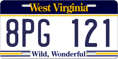 WV license plate 8PG121