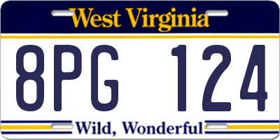 WV license plate 8PG124