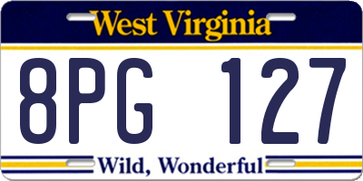 WV license plate 8PG127