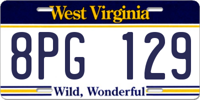 WV license plate 8PG129