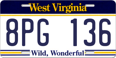 WV license plate 8PG136
