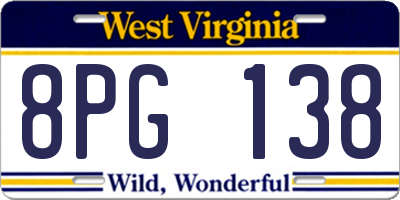 WV license plate 8PG138