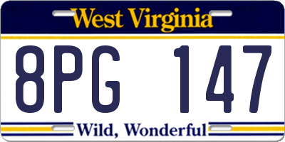 WV license plate 8PG147