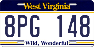 WV license plate 8PG148
