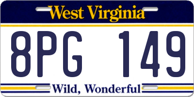WV license plate 8PG149