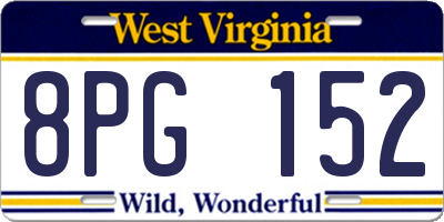 WV license plate 8PG152