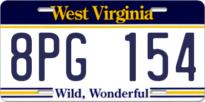 WV license plate 8PG154