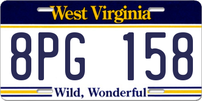 WV license plate 8PG158