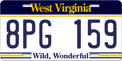 WV license plate 8PG159