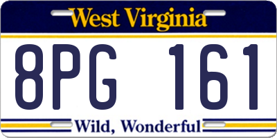 WV license plate 8PG161