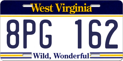 WV license plate 8PG162