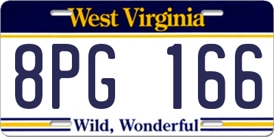WV license plate 8PG166