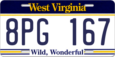 WV license plate 8PG167