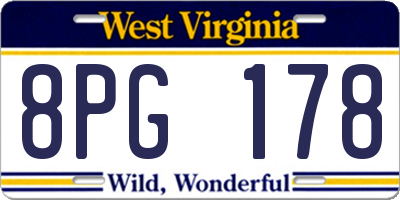 WV license plate 8PG178