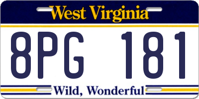 WV license plate 8PG181