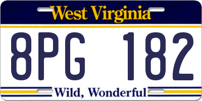 WV license plate 8PG182