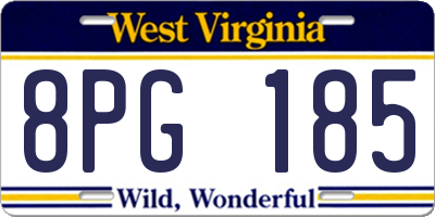 WV license plate 8PG185