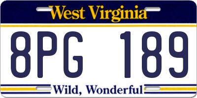 WV license plate 8PG189