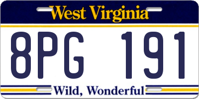 WV license plate 8PG191