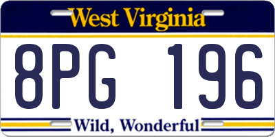 WV license plate 8PG196