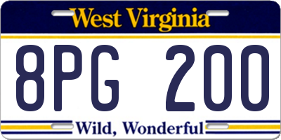 WV license plate 8PG200
