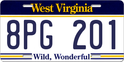 WV license plate 8PG201