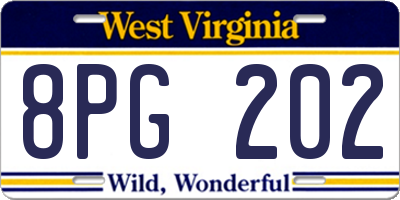 WV license plate 8PG202