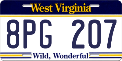 WV license plate 8PG207