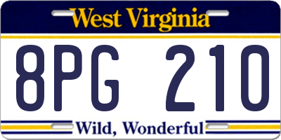 WV license plate 8PG210