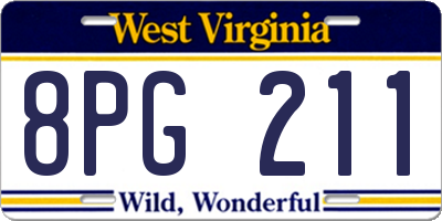 WV license plate 8PG211