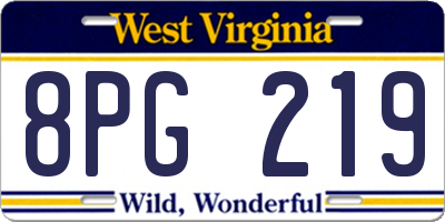 WV license plate 8PG219