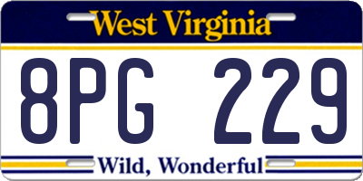 WV license plate 8PG229