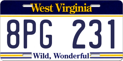 WV license plate 8PG231