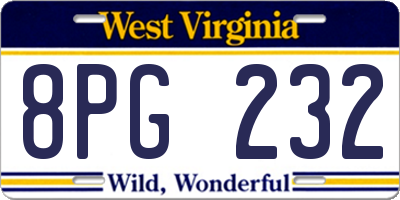 WV license plate 8PG232