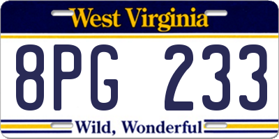 WV license plate 8PG233