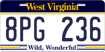 WV license plate 8PG236