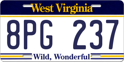 WV license plate 8PG237