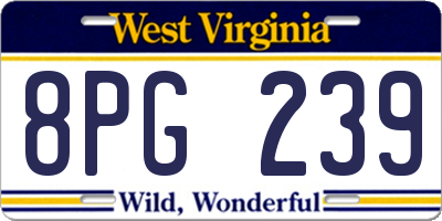 WV license plate 8PG239