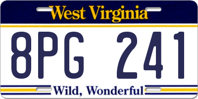 WV license plate 8PG241