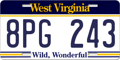 WV license plate 8PG243