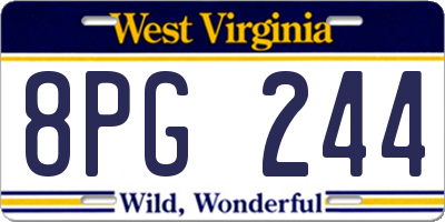 WV license plate 8PG244