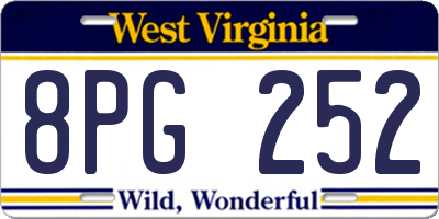 WV license plate 8PG252