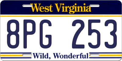 WV license plate 8PG253