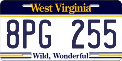 WV license plate 8PG255