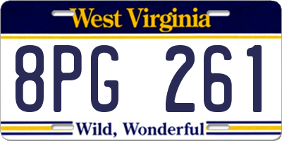WV license plate 8PG261