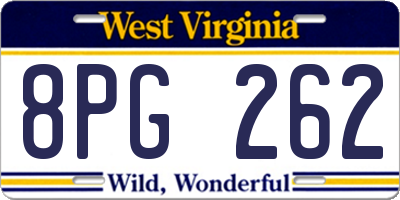 WV license plate 8PG262