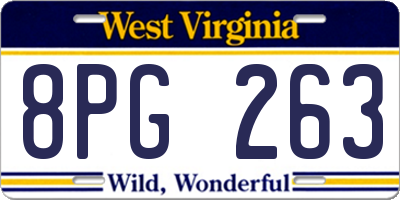 WV license plate 8PG263