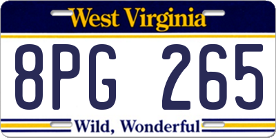 WV license plate 8PG265