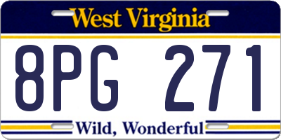 WV license plate 8PG271