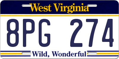WV license plate 8PG274
